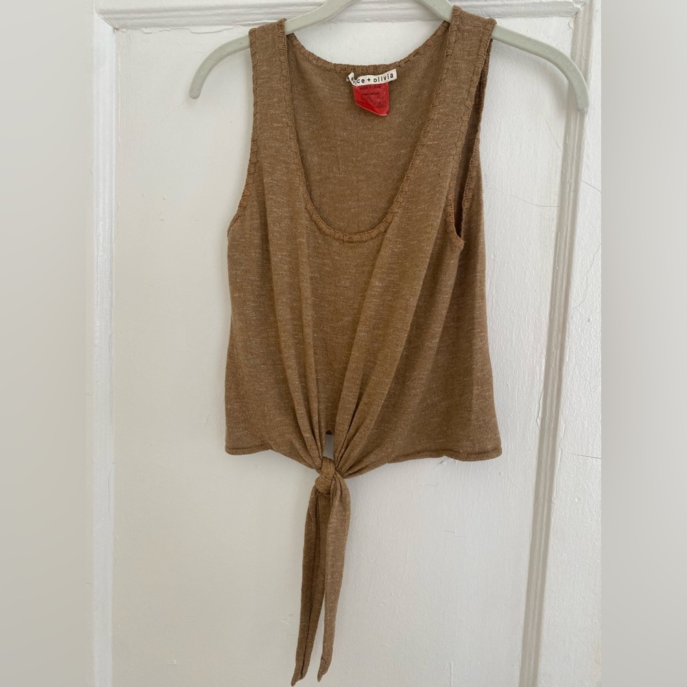 Alice + Olivia Brown Tie-Front Tank Top Sample